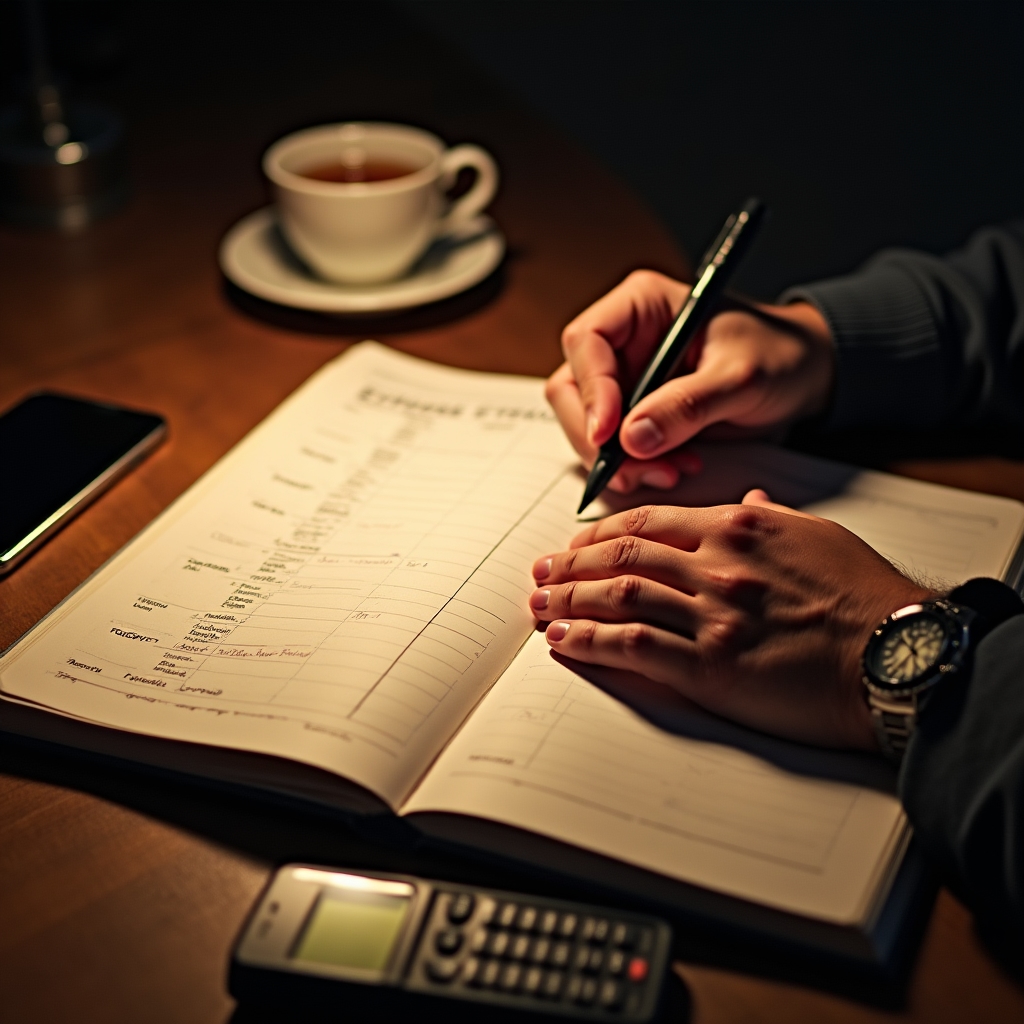 Sledovanie mesačných výdavkov domácnosti pomocou zošita a pero