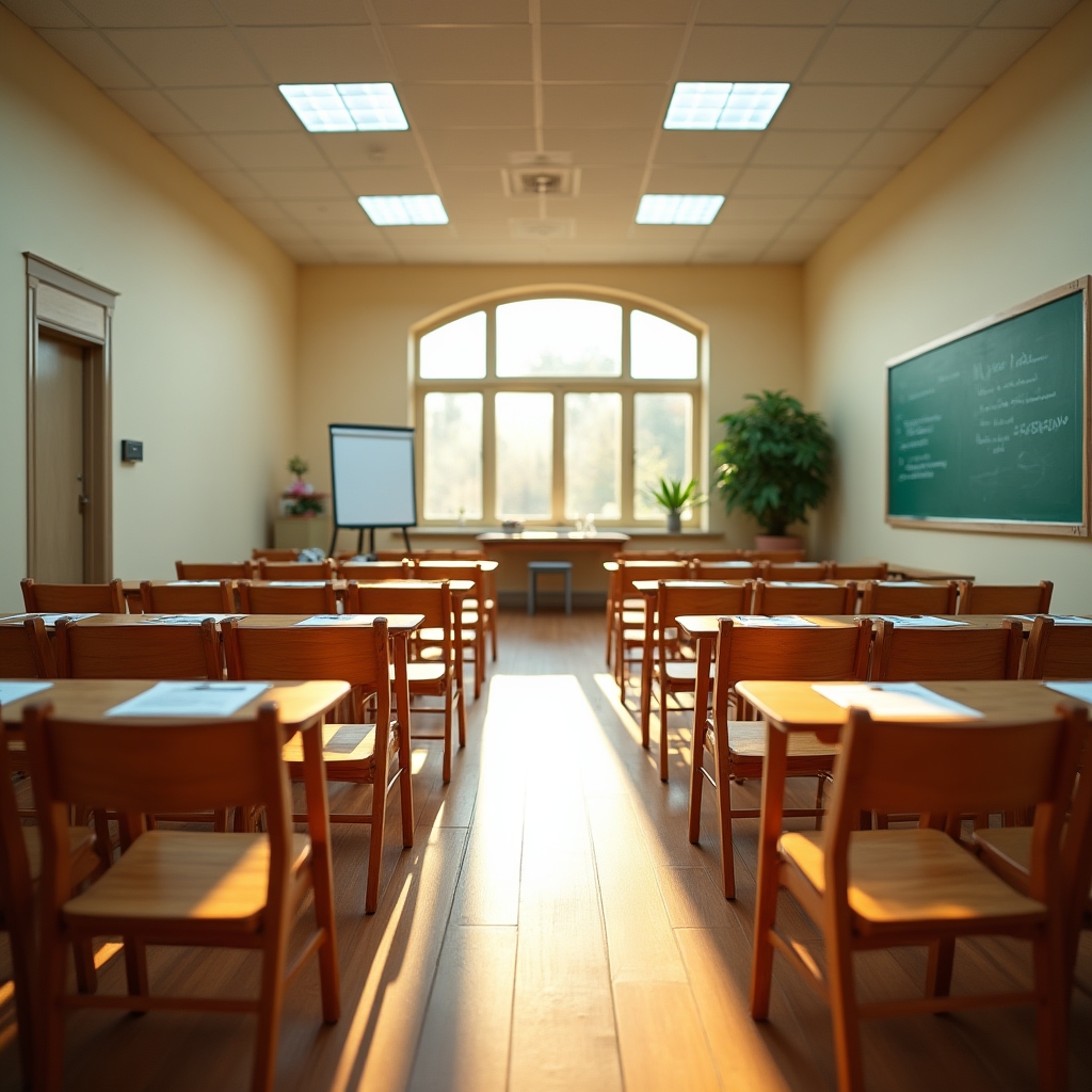 Pripravená miestnosť pre seminár o finančnej gramotnosti